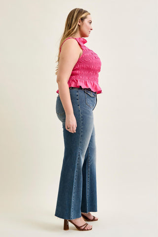 Judy Blue Mid Rise Front Flap Pocket Flare Denim Jeans 881113