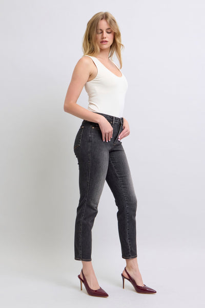 Judy Blue Mid Rise Tummy Control Slim Denim Jeans 88902-Jeans-Sunshine and Wine Boutique