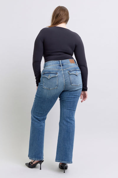 Judy Blue High Waist Double Button Tinted Flare Denim Jeans 82630-Jeans-Sunshine and Wine Boutique