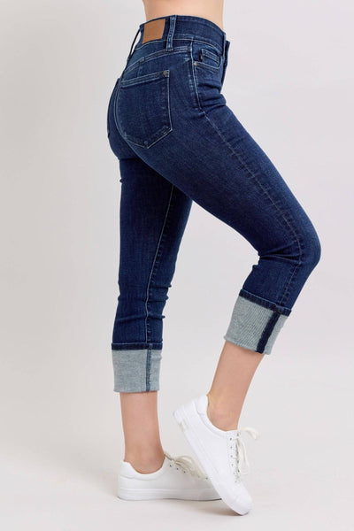 Judy Blue High Waist Double Button Capri Denim Jeans 72118-Jeans-Sunshine and Wine Boutique