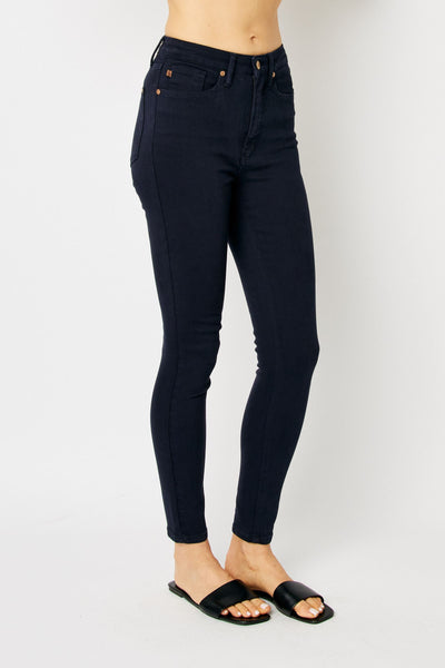 Judy Blue High Rise Tummy Control Garment Dyed Navy Skinny Denim 88791-Jeans-Sunshine and Wine Boutique