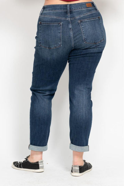 Judy Blue Basic Mid-Rise Cuffed Slim Denim 82428-Jeans-Sunshine and Wine Boutique