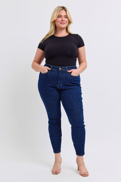 Judy Blue Mid Rise Tummy Control Classic Skinny Denim Jeans 88894-Jeans-Sunshine and Wine Boutique