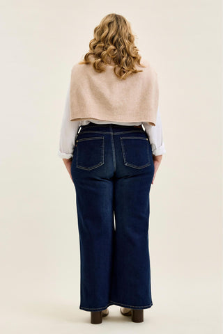 Judy Blue High Waist Lux Dark Twighlight Retro Wide Leg Denim Jeans 82748 - Petite