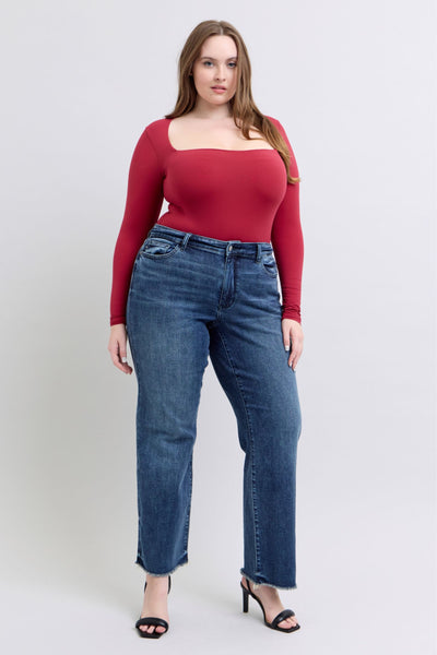 Judy Blue Mid Rise Wide Leg w/ Tint Denim Jeans 82640-Jeans-Sunshine and Wine Boutique