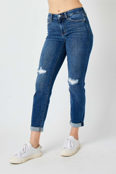 Judy Blue Mid Rise Destroy Slim Denim 82607-Jeans-Sunshine and Wine Boutique