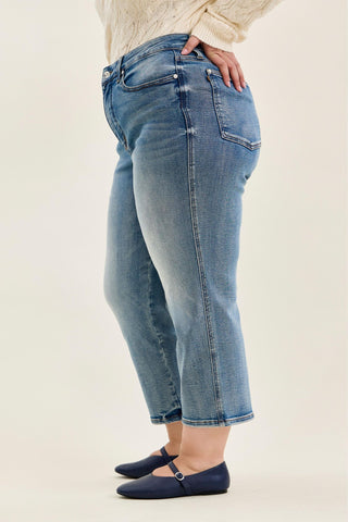 Judy Blue High Waist Tummy Control Peggy Ankle Straight Denim Jeans 881166 - Petite