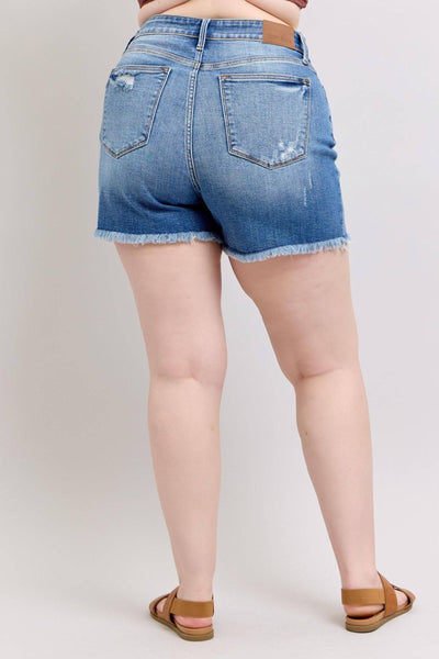 Judy Blue High Waist Vintage Wash Fray Hem Denim Short 152102-Shorts-Sunshine and Wine Boutique