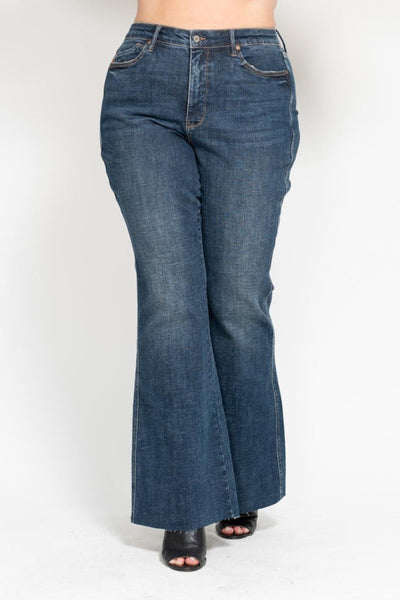 Judy Blue High Waist Tummy Control Shield Back Pocket Flare Denim Jeans 88882-Jeans-Sunshine and Wine Boutique