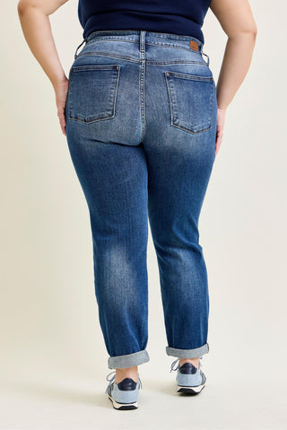 Judy Blue Basic Mid Rise Cuffed Slim Denim Jeans 82428