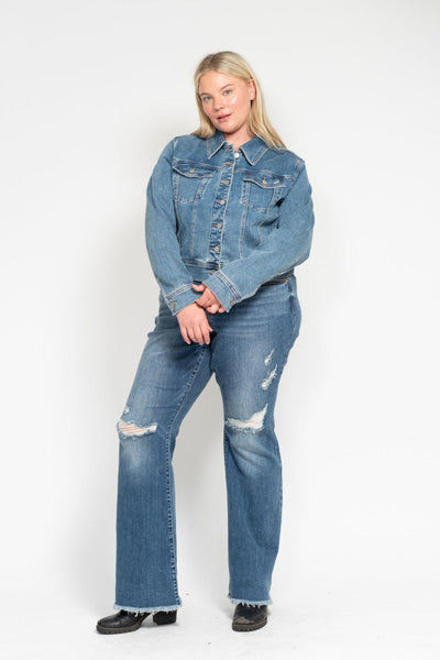 Judy Blue Classic Vintage Wash Denim Jacket 7877-Jeans-Sunshine and Wine Boutique