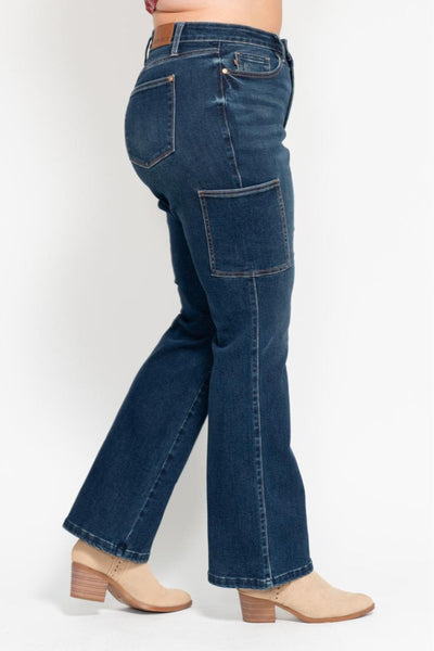 Judy Blue High Waist Cargo Bootcut Denim 88872-Jeans-Sunshine and Wine Boutique