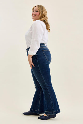 Judy Blue High Waist Trouser Flare Denim Jeans 82637 - Petite