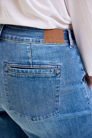 Judy Blue High Waist Column Trouser Wide Leg Denim Jeans 82696 - 3 Inseam Options