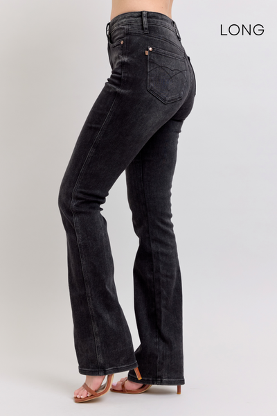 Judy Blue High Waist Tummy Control Black Bootcut Denim Jeans 88787 - 3 Inseam Options: Short, Regular, Long-Jeans-Sunshine and Wine Boutique