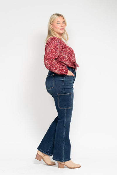 Judy Blue High Waist Cargo Bootcut Denim 88872-Jeans-Sunshine and Wine Boutique