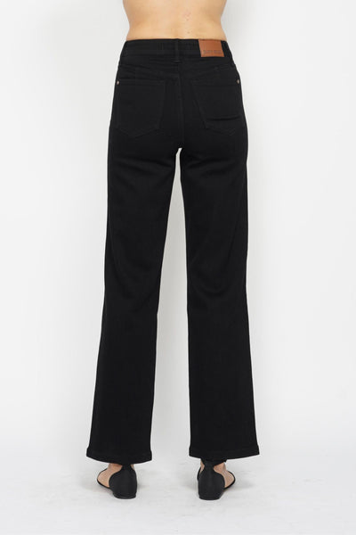 Judy Blue High Waist Tummy Control Black Classic Straight Denim 88866-Jeans-Sunshine and Wine Boutique