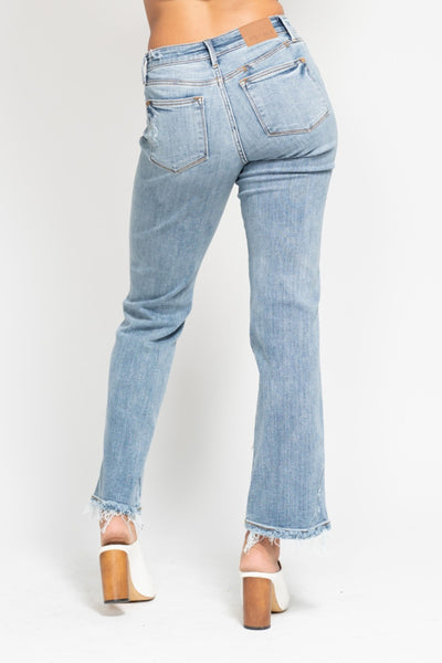 Judy Blue Mid Rise Yoke Cell Phone Pocket “Dad” Denim 82540-Jeans-Sunshine and Wine Boutique