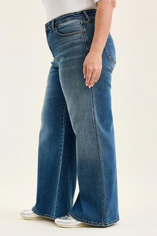 Judy Blue High Waist Retro Wide Leg Denim Jeans 82720