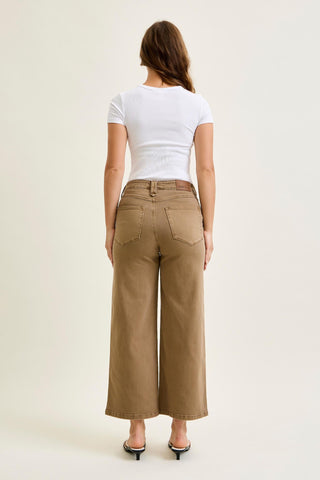 Judy Blue High Waist Golden Brown Ankle Wide Leg Denim Jeans 881095