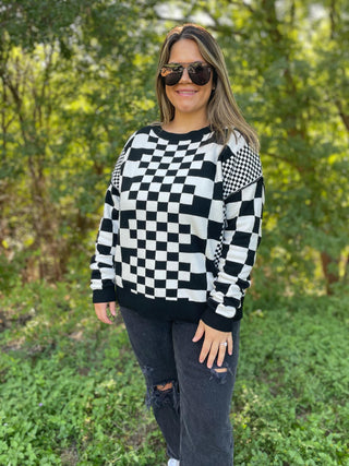 One Eleven North All Checkered Out Sweater in Four Colors