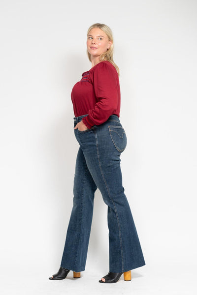 Judy Blue High Waist Tummy Control Shield Back Pocket Flare Denim Jeans 88882-Jeans-Sunshine and Wine Boutique