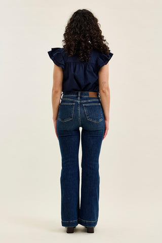 Judy Blue High Waist Trouser Flare Denim Jeans 82637 - Petite