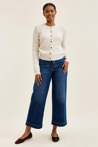 Judy Blue High Waist Tummy Control Deep Indigo Claudia Ankle Wide Leg Denim Jeans 881187