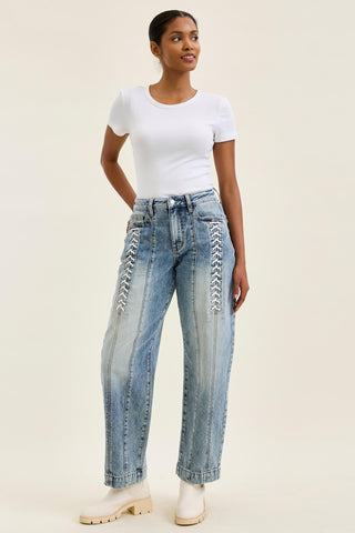 Judy Blue High Waist Rigid Magic Lace Up Marlow Arc Denim Jeans 881175