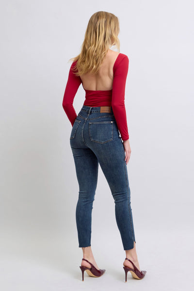 Judy Blue High Rise Control Top Step Hem Skinny Jeans 88913 - Exclusive-Jeans-Sunshine and Wine Boutique