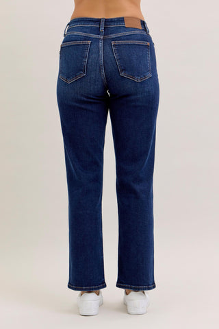 Judy Blue Mid Rise Dark Straight Denim Jeans 82679 - Inseam Options