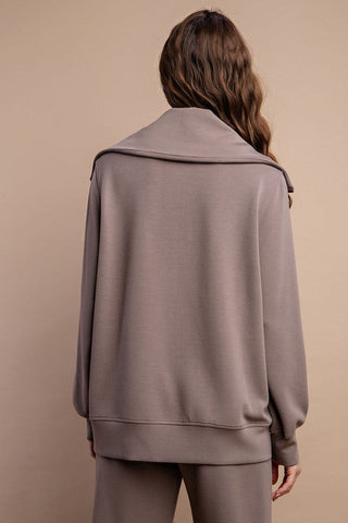 Rae Mode Modal Poly Full Zip Jacket in Mocha