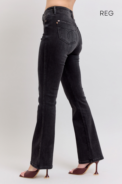 Judy Blue High Waist Tummy Control Black Bootcut Denim Jeans 88787 - 3 Inseam Options: Short, Regular, Long-Jeans-Sunshine and Wine Boutique