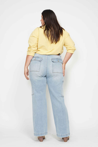 Judy Blue High Waist Cargo Wide Leg Denim 88924-Jeans-Sunshine and Wine Boutique