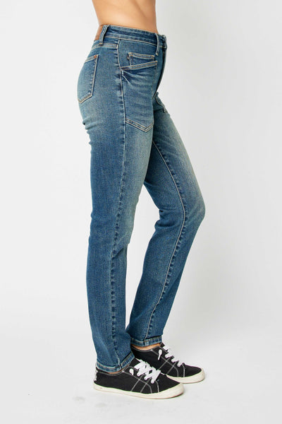 Judy Blue High Waist Classic Relaxed Denim Jeans 88687-Jeans-Sunshine and Wine Boutique