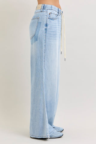 Judy Blue High Waist Featherweight Drawstring Palazzo Denim Jeans 881091