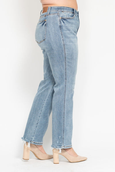 Judy Blue Mid Rise Yoke Cell Phone Pocket “Dad” Denim 82540-Jeans-Sunshine and Wine Boutique