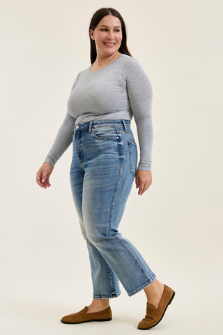 Judy Blue High Waist Tummy Control Peggy Ankle Straight Denim Jeans 881166