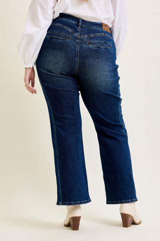 Judy Blue Mid Rise Cowgirl Seaming Alex Bootcut Denim Jeans 881124