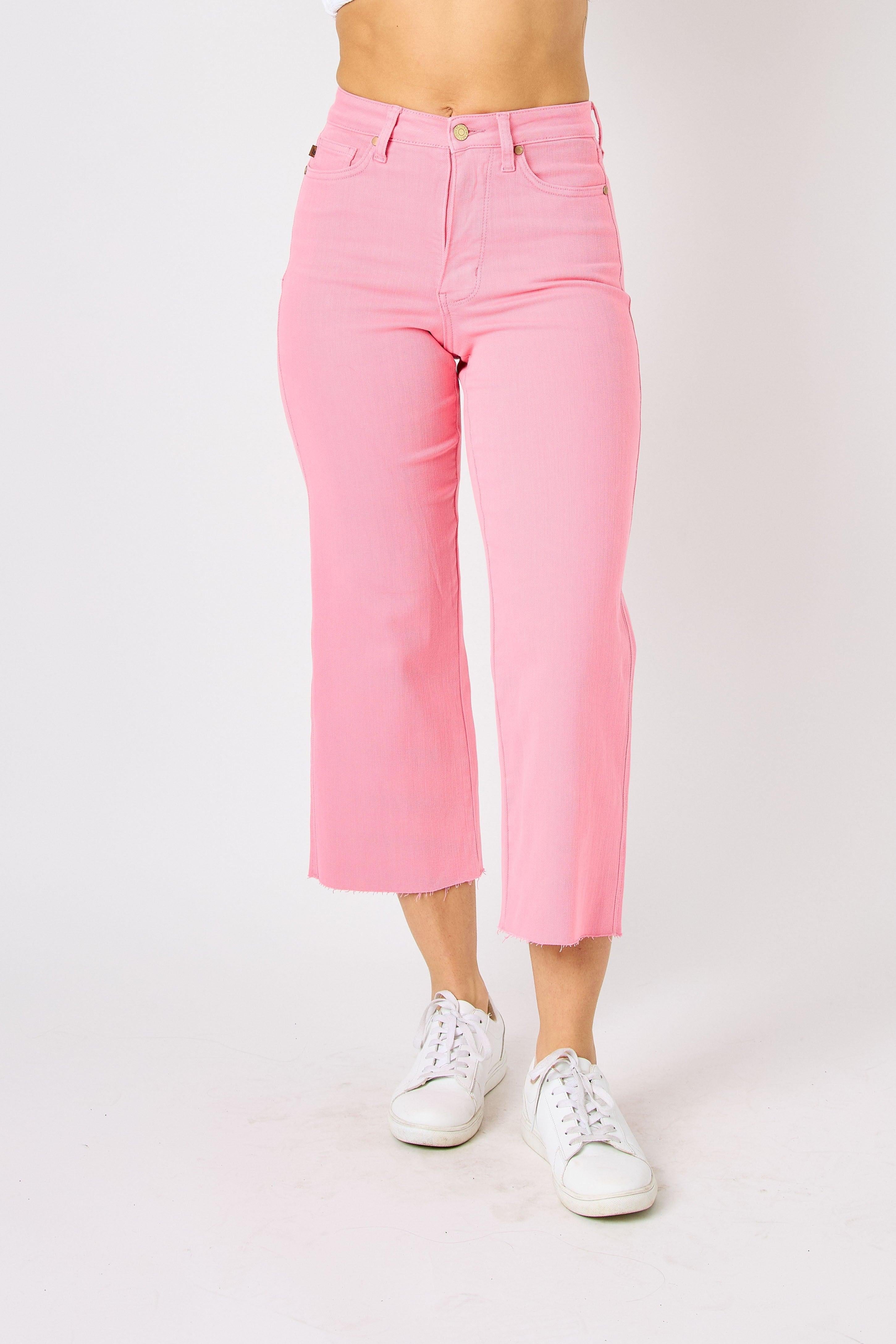 Judy Blue High Waist Tummy Control Garment Dyed Pink Wide Judy Blue High Waist Tummy Control Garment Dyed Pink Wide