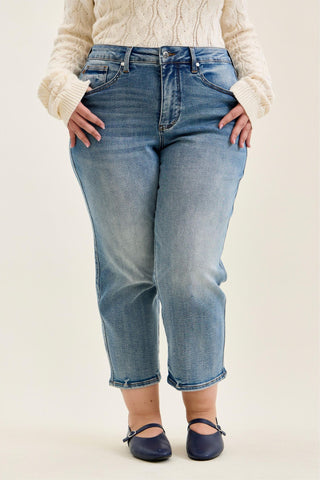 Judy Blue High Waist Tummy Control Peggy Ankle Straight Denim Jeans 881166 - Petite