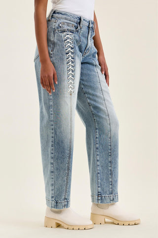 Judy Blue High Waist Rigid Magic Lace Up Marlow Arc Denim Jeans 881175