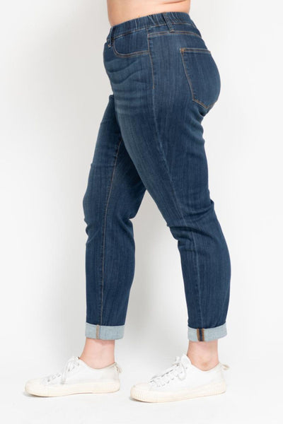 Judy Blue High Waist Pull On Double Cuff Slim Denim 88750-Jeans-Sunshine and Wine Boutique