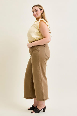Judy Blue High Waist Golden Brown Ankle Wide Leg Denim Jeans 881095