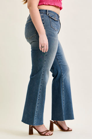 Judy Blue Mid Rise Front Flap Pocket Flare Denim Jeans 881113