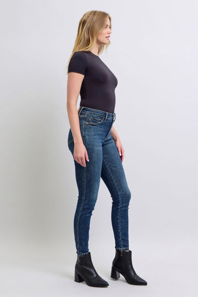 Judy Blue Mid Rise Tummy Control Classic Vintage Skinny Denim Jeans 88881-Jeans-Sunshine and Wine Boutique