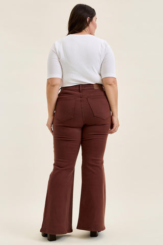 Judy Blue High Waist Cocoa Brown Lace Up Jaqueline Flare Denim Jeans 881179