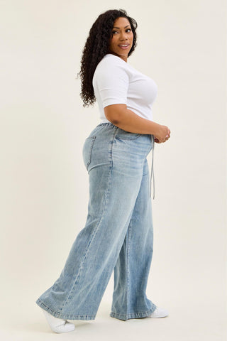 Judy Blue High Waist Featherweight Drawstring Palazzo Denim Jeans 881073