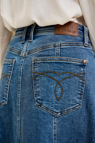 Judy Blue High Waist Lasso Stone Denim Skirt 2844