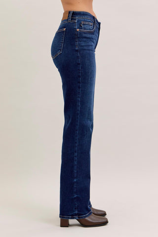 Judy Blue Mid Rise Dark Straight Denim Jeans 82679 - Inseam Options
